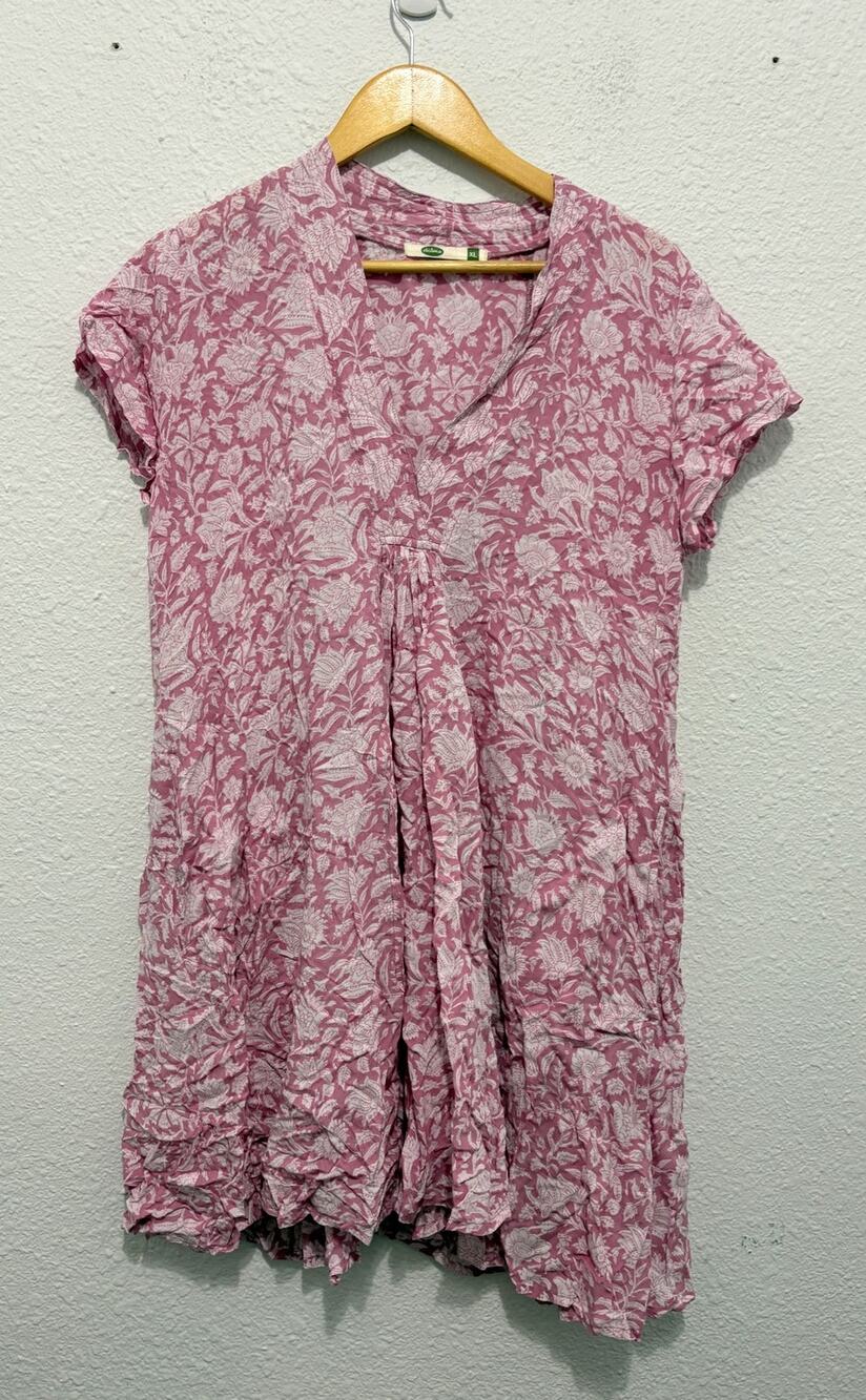 Dolma Pink Floral Dress Boho Summer Lightweight Made in India